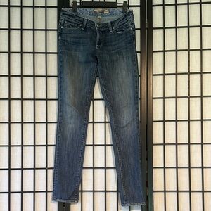 PAIGE Skyline Old School Medium Distressed Jeans Floral Lining 29 Heavy Denim